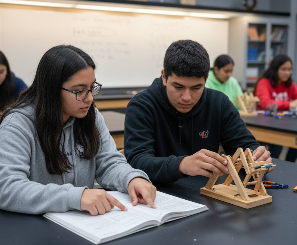 Students exploring a hands-on science experiment